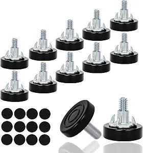 12 PCS M8 Thread Furniture Feet Levelers,Furniture Leveling Feet with T-Nuts