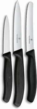 Victorinox Swiss Classic Paring Knife Set, 3-Piece Slicing & Peeling, Black