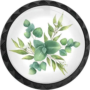 12 Pack Green Eucalyptus Leaf Cabinet Knobs for Kitchen Bathroom