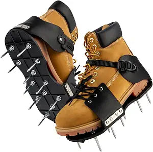 Lawn Aerator Shoes - 13 Pre-Installed 2-Inch Solid Metal Spikes, Aeration Shoes for Lawn, Lightweight Reinforced Nylon Sole, Lace-Up Design