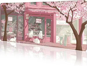 LIMKRIAN Cat Mouse Pad, Large Desk Mat, 31.5 x 11.8 in Pink Cherry Blossom