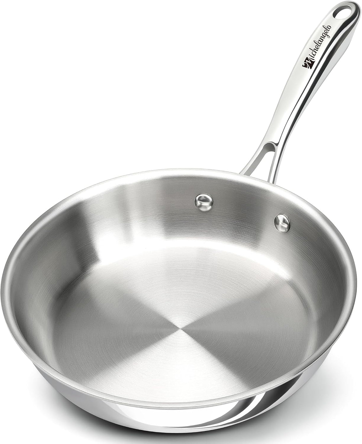 MICHELANGELO Fully Clad Tri-Ply Stainless Steel 8 Inch Frying Pan