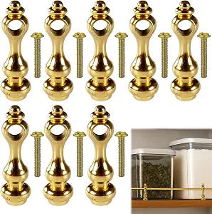 Shelf Rail Brass Finish Rails for Shelves, 8PCS Gold Tone Gallery Rail Brackets,6mm Inner Diameter, Decorative Brass Gallery Rails for Shelves, Bar Shelf Railing for Display(Zinc Alloy)