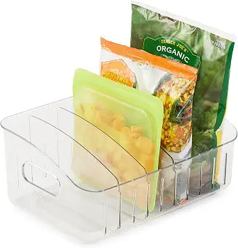 YouCopia FreezeUp Freezer Bin 12", BPA-Free Fridge Organizer with Adjustable Dividers and Handle for Frozen Food and Leftovers