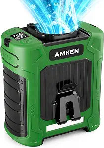 AMKEN Waist Fan, 10000mAh Rechargeable Belt Clip Fan, 59ft/s Airflow, 6-Speed 19000RPM Wearable Cooling with Bottom Air Intake, LED SOS Warning Light, Charge 2 Phones for Jobsite Camping