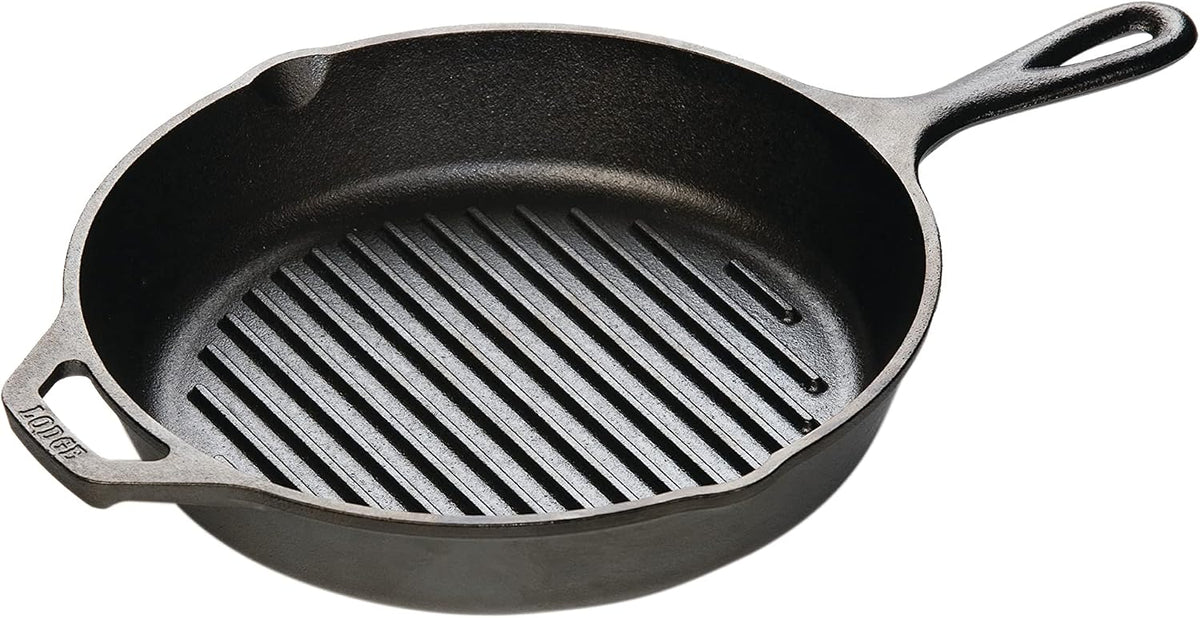 Lodge Pre-Seasoned Cast Iron Grill Pan, 10.25 Inches