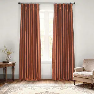 HPD Half Price Drapes Room Darkening Curtains for Bedroom Vintage Textured Faux Dupioni Silk Curtains for Living Room (1 Panel), 50 X 96, Copper Kettle