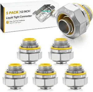 Gisafai 5 Pcs Seal Tight Connector 1/2 Inch Straight Zinc Die Cast