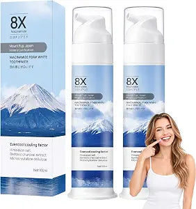2Pcs Niacinamide Whitening Toothpaste,Niacinamide Foam Whitening Toothpaste,Brightens & Whitens Teeth,Natural Gentle,Fresh Breath,Daily Oral Care,100g * 2