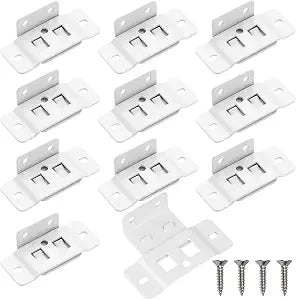 10 Pack Quick Fitting Furniture Joint Bracket, Duty Corner Brace Joint Right Angle Bracket, Stainless Steel Furniture Corner Connectors with Screws for Drawers, Cabinets, Tables, and Chairs (White)