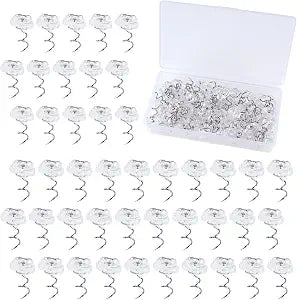 NEBURORA 100Pcs Upholstery Twist Pins Clear Rose Heads Bed Skirt Pins