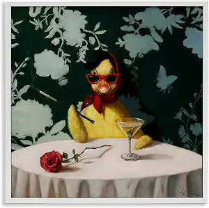 Fancy Duck Martini Floral, 17 x 17 Inch Framed Gicle Print