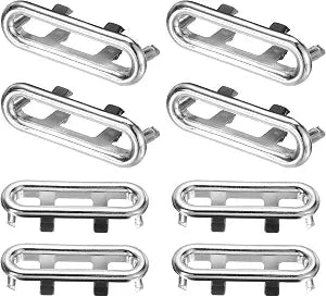 uxcell 8pcs Sink Overflow Rings, Bathroom Kitchen Basin Trim Bath Sink Hole Oval Hollow Plastic Overflow Drain Cover Insert in Hole (Silver Tone)