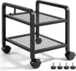 Metal PC Stand, Adjustable Computer Tower Stand with Wheels, Black