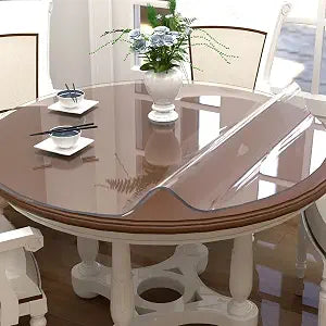 NECAUX Clear Round PVC Table Cover Protector 36 Inch 2mm Thick