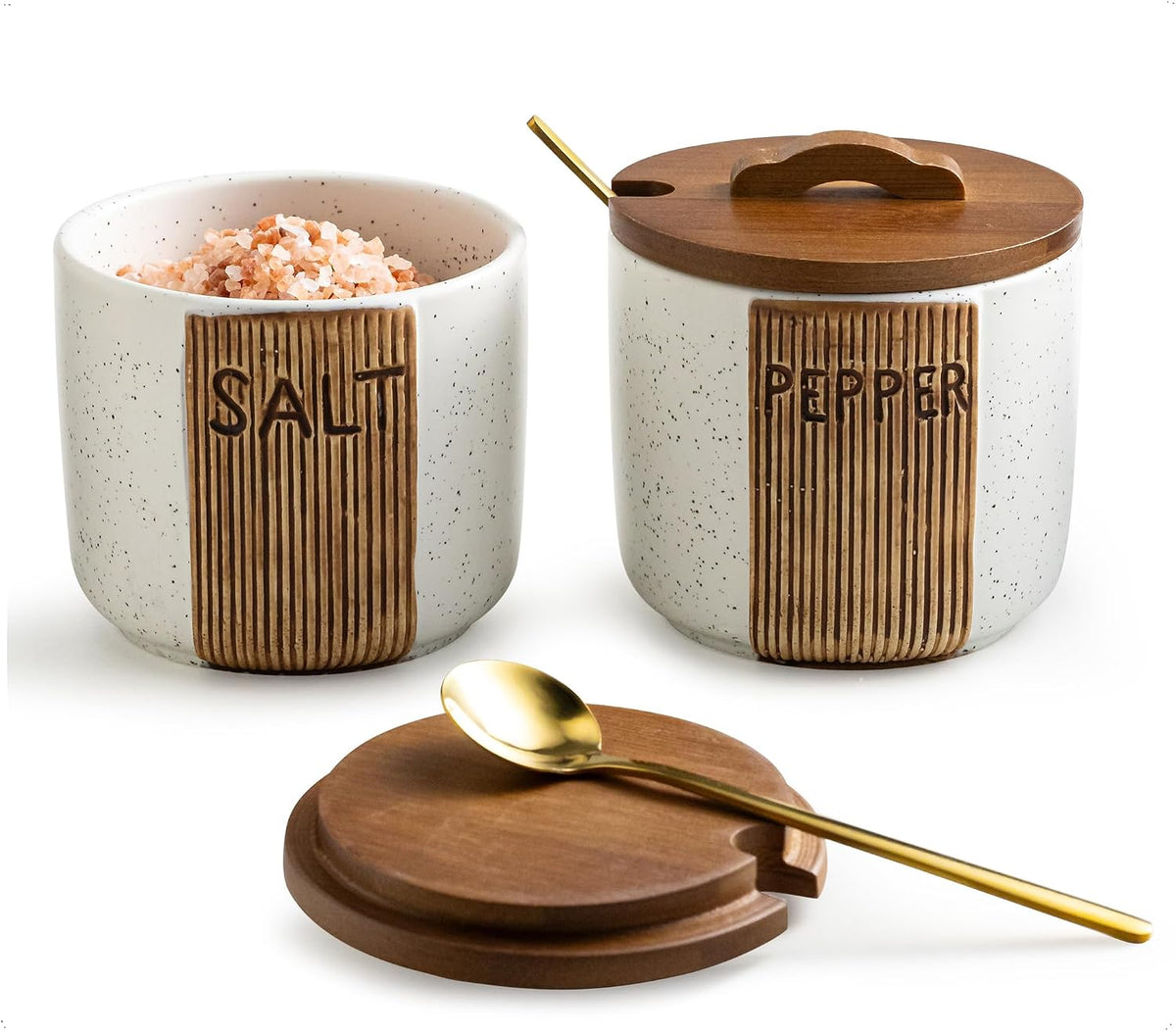 Salt and Pepper Bowls Ceramic, 10 OZ Salt and Pepper Container