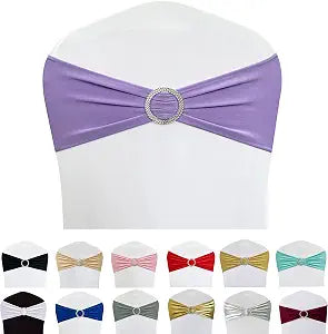 Spandex Chair Sashes Bands, Lavender, 50PCS