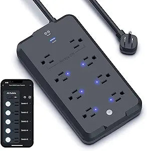 Geeni Surge Ultra Smart 8-Outlet Surge Protector, No Hub, 6 ft. Cord, Black