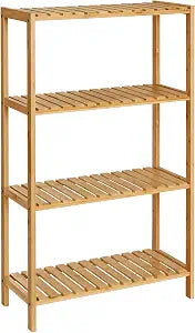 SONGMICS 4-Tier Bamboo Shelf, Freestanding Bathroom Storage Rack