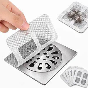50 Pcs Disposable Shower Drain Hair Catcher  Strong Adhesive Mesh Drain Stickers for Hair Catching, Peel & Stick Disposable Drain Cover Prevents Clogs for Shower, Bathtub & Bathroom Floor Drain