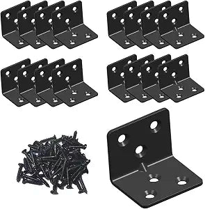 Black Stainless Steel Shelf Bracket,Joint Right Angle Bracket,L Shape Heavy Duty Metal Corner Brace Shelf Supporter for Wood Aufuga (16, 1.5x1.2x1.2)