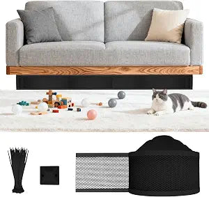 Under Bed Blocker for Pets/Under Couch Blocker,3944 Inches - Blocks Pets & Toys from Entering, Freely Adjustable Length & Height, Cuttable to Fit Multiple Pieces of Furniture, Easy to Install (Black)