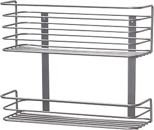 Household Essentials 1228-1 Double Basket Door Mount Cabinet Organizer | Mounts to Solid Cabinet Doors or Wall