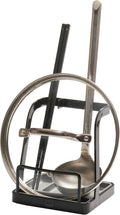YAMAZAKI Home Lid and Ladle Stand, Large Kitchen Utensil Organizer, Black