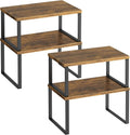 Kitchen Cabinet Organizer Shelf Set of 4, Sturdy Kitchen Counter Shelves with Metal Legs, Stackable Expandable Wood Spice Rack Pantry Cupboard Dish Mug Cup Storage Organizer Shelf, Rustic Brown
