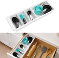 Expandable Measuring Cup Organizer & Measuring Spoon Organizer for Deep Drawers, 11.4''-18.1'' Adjustable Kitchen Drawer Organizer with 3 Dividers, Space-Saving Flatware Bin for Home & Kitchen