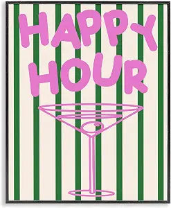 Happy Hour Striped Still Life Glam, 16 x 20 Inch Framed Gicle Print