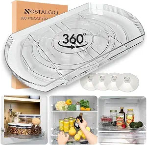NOSTA Home Rotating Lazy Susan for Refrigerator - Square Lazy Susan - Rectangular Fridge Lazy Susan Organizer - 360 Rotating Storage - Medium Size (15x11)