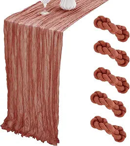 5 Pack Dusty Blush Cheesecloth Table Runners Boho Rustic Table Runners