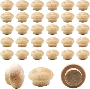 Wood Plugs, Maple Button Top Screw Covers, 100 Pack, 3/8 Inch