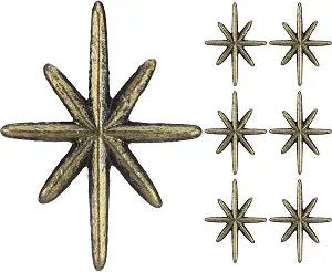 6 Set Unique Antique Gold Cast Iron Drawer Pulls & Cabinet Knobs