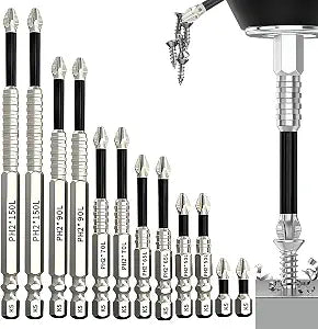 High Magnetic Screwdriver Drill Bit Set, K5 Anti Slip Impact Bits, 12pcs