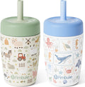 Fimibuke 12oz Stainless Steel Toddler Sippy Cup Spill Proof Kid Tumbler 2PC