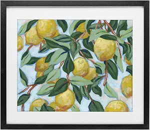 Summer Citrus Tree Botanical, 13 x 16 Inch Framed Print Under Glass
