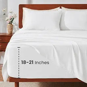 GOKOTTA 4 Piece Extra Deep Queen Sheets Set, Soft & Breathable, Cream White