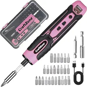 Rechargeable Cordless Electric Screwdriver Set, 28Piece Bit