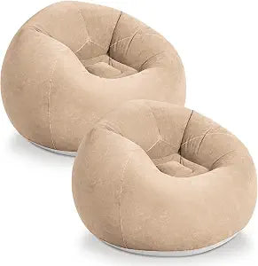 WLIVE 2 Pcs Inflatable Bean Bag, No Filler, for Kids Adults, Beige*2