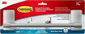 Command Towel Bar, Satin Nickel, 1 Towel Bar, 4 Strips
