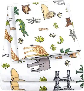 1500 Supreme Kids Bed Sheet Collection - Fun Colorful and Comfortable Boys and Girls Toddler Sheet Sets - Deep Pocket Wrinkle Free Soft and Cozy Bedding - Twin, Wild Animal