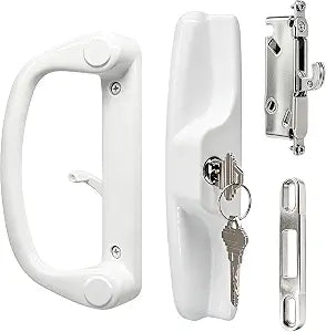 Sliding Glass Patio Door Handleset with Keys, 3-15/16" Screw Hole