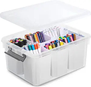 Citylife 17QT Craft Organizers and Storage bins with Lids, Marker Organizer