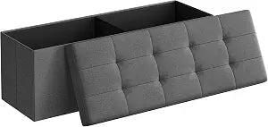 SONGMICS 43.3 Inches Folding Storage Ottoman Bench, Load 660 lb