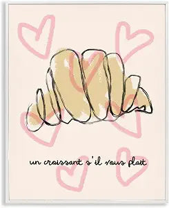 Chic Croissant Hearts Kitchen, 11 x 14 Inch Framed Gicle Print