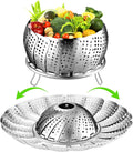 FOFAYU Vegetable Steamer Basket for Cooking, Stainless Steel Veggie Fish Food Steamer Basket, Folding Expandable Steamers to Fit Various Size Pot