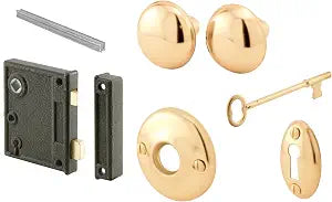 Prime-Line Vintage Interior Door Lock Set, Brass Knobs, 2-1/2 in. Backset