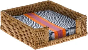 KOUBOO La Jolla Rattan Napkin Holder, Woven Tabletop Organizer, Honey Brown